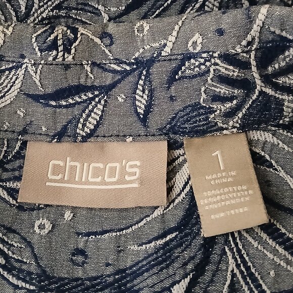 Chico's Blazer Jacket Size 1 US M Embroidered Botanical Button Front - Picture 9 of 10